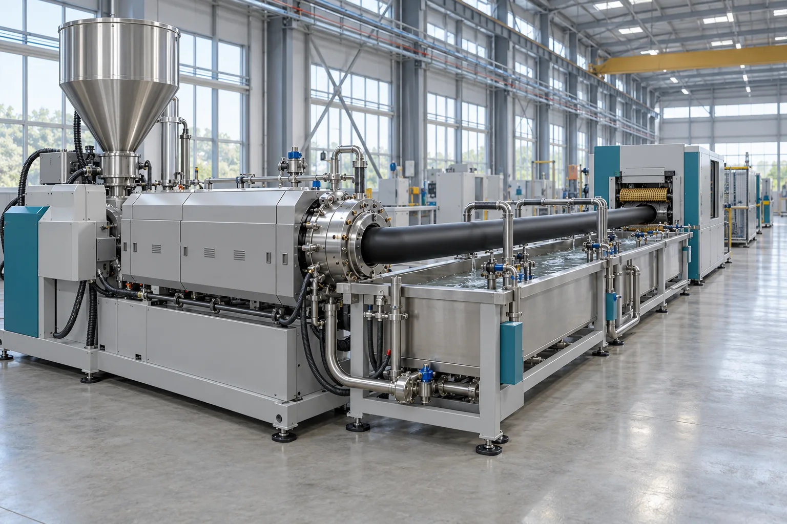 Illustrative plastic extrusion line with no visible company branding